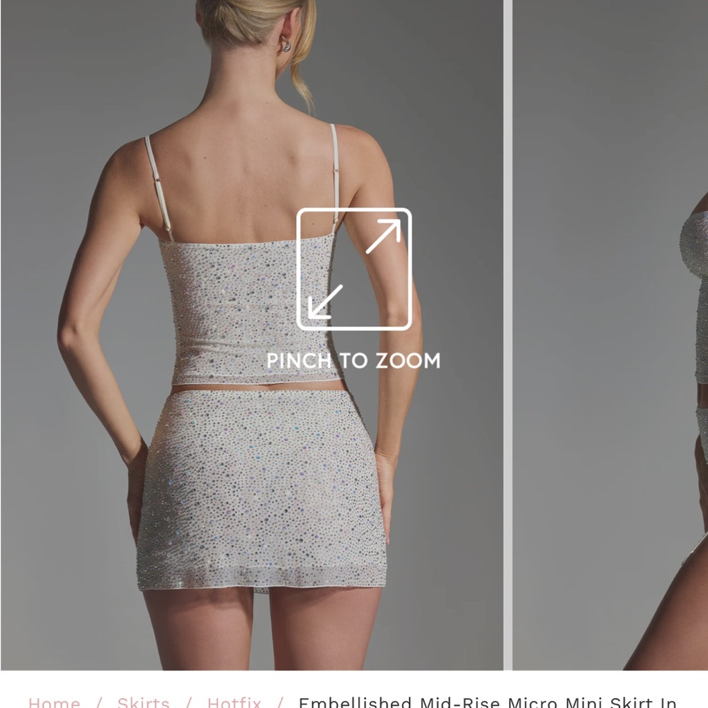Oh Polly- Embellished Mid-Rise Micro Mini Skirt in White